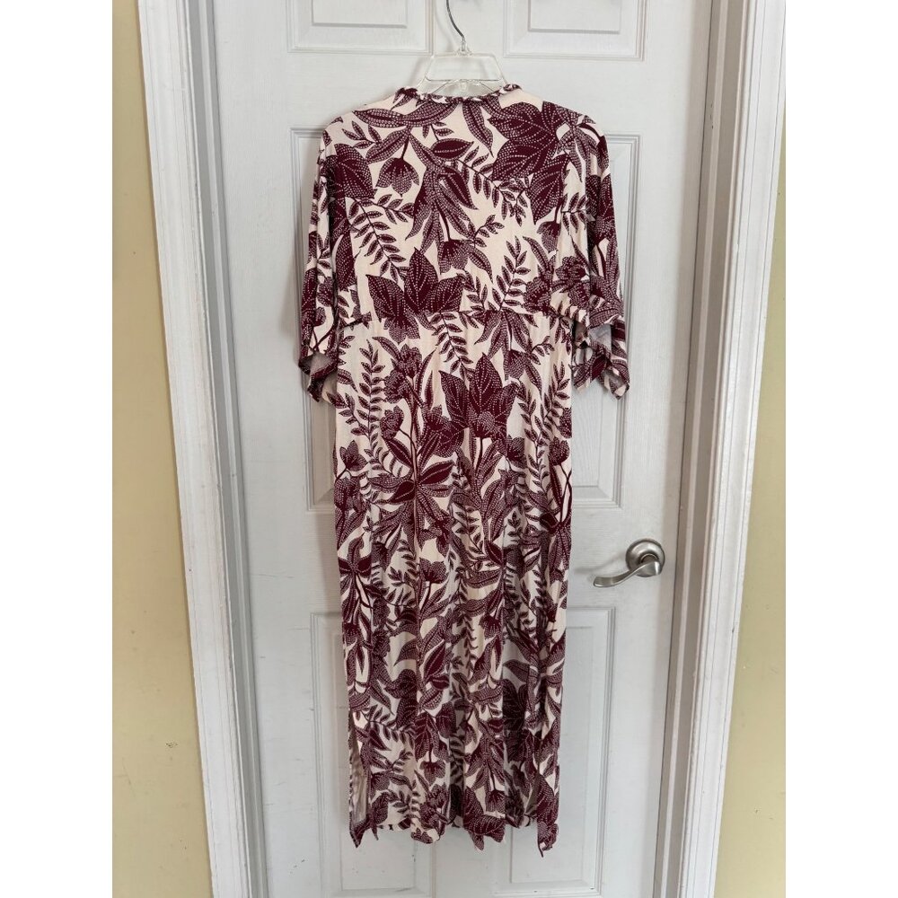 Soma Soft Jersey Caftan Midi Short Sleeve Tropical Dress Size Large NWT - Picture 5 of 15